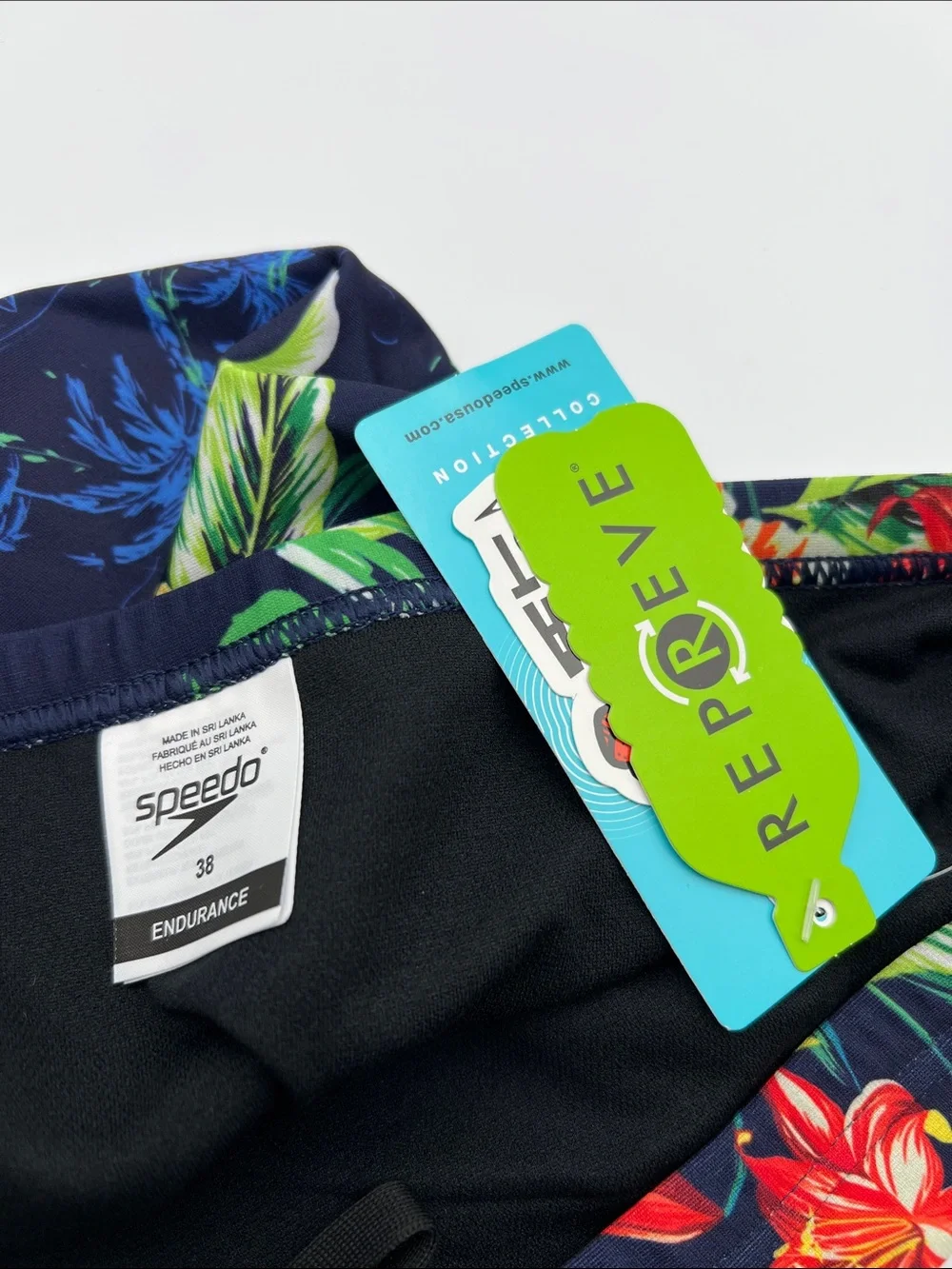 Speedo Endurance racer swimming brief shorts Island floral Euro swim men new 38